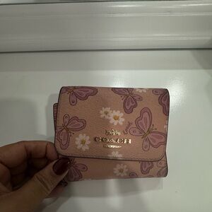 NWT Coach Small Trifold Wallet With Lovely Butterfly Print